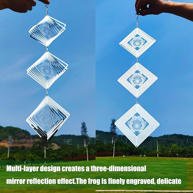 Bird Deterrents for Outside, Reflective Stainless Steel Bird Scare, Frog Wind Spinners Outdoor Garden Decor, Bird Scare Devices to Keep Woodpeckers, Pigeons Away from Your House, Patio, Orchards