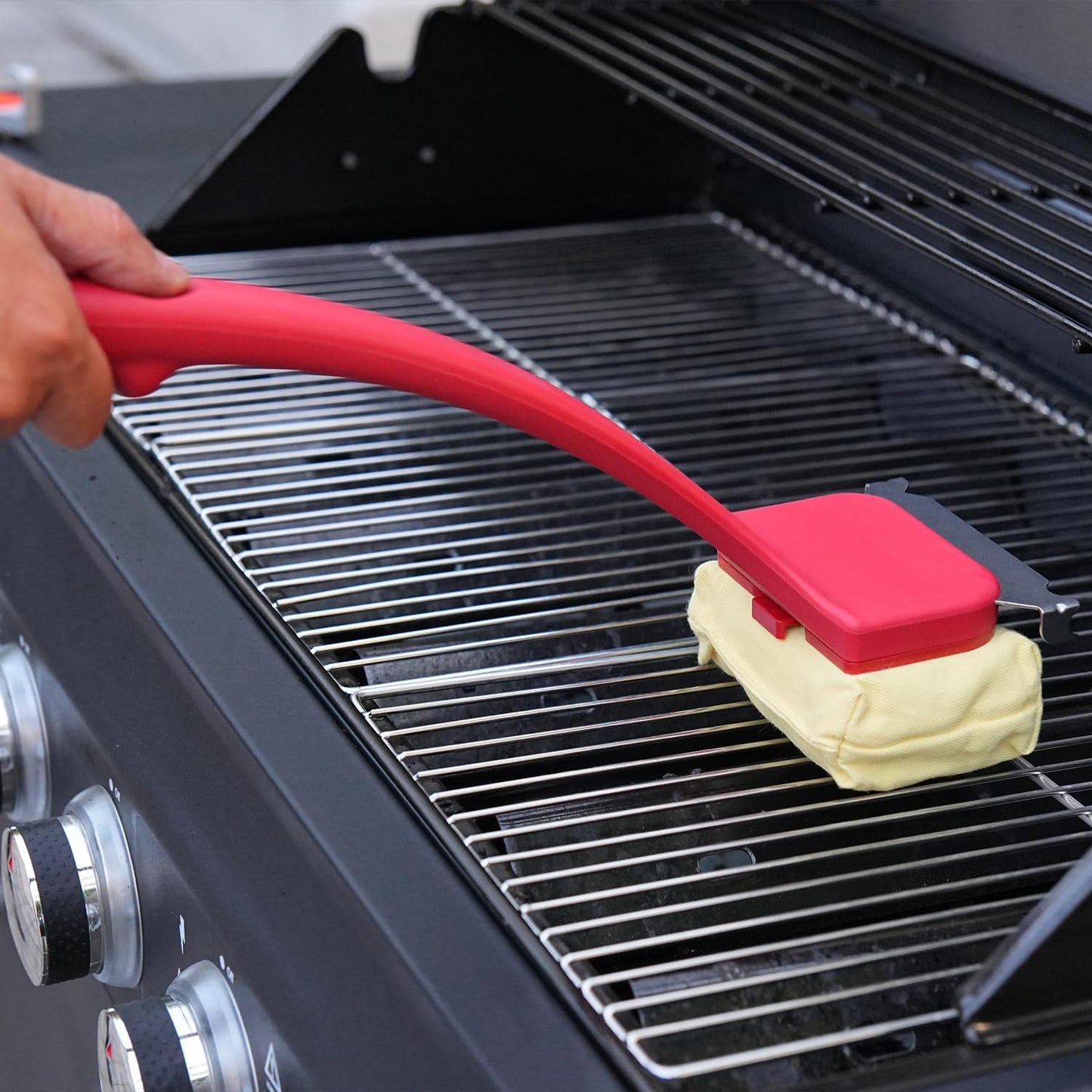 Grill Brush for Outdoor Grill, Bristle Free Steam Grill Brush with Scraper, BBQ Grilling Accessories BBQ Brush Non Metal Bristles, Grilling Accessories Fit Most Grills, Gifts for Men Dad Husband