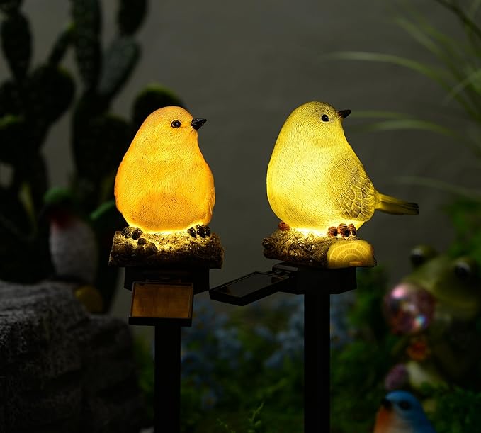 Garden Bird Figurine Solar Stake Lights Outdoors Decorative Yard Solar Waterproof Light Garden Decor Outside Solar Decorations Color Warm Tone Solar Lights Gifts for Women, Green, RJ-23116