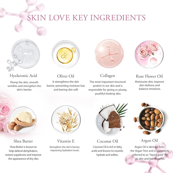 Christmas Gifts for Women, Spa Gifts 28pcs Rose Facial Skin Care Set for Women, Face Cream, Bath Oil, Serum, Shower Accessories - Bath and Body & Facial Kit - Birthday, Valentine's, Bridal Shower