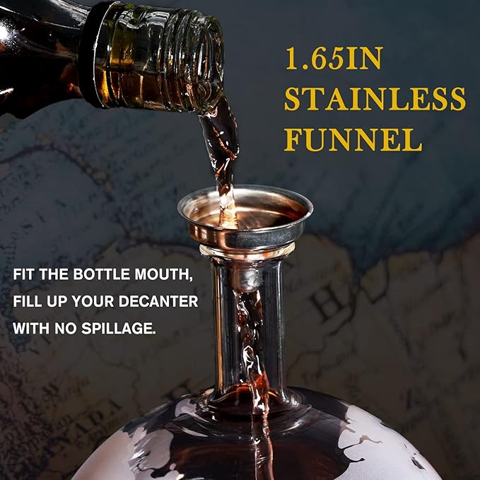 PONPUR Whiskey Globe Decanter, Gifts for Men Dad Father's Day, Anniversary Birthday Gift for Him Husband Boyfriend Grandpa, Unique Housewarming Presents Whisky Bourbon Decanter, 1000ml