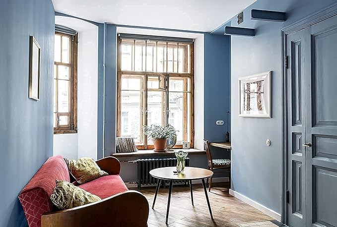 Dimoon 236''x17.7'' Blue Peel and Stick Wallpaper Contact Paper Modern Self Adhesive Wall Paper Removable Renter Friendly Textured Solid Color Shelf Cabinet Vinyl Roll (236''x17.7'',Blue Grey)