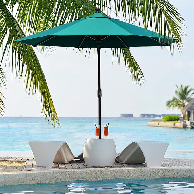 EliteShade USA 10-Year-Non-Fading 9Ft Market Umbrella Patio Umbrella Outdoor Table Umbrella with Ventilation, Teal