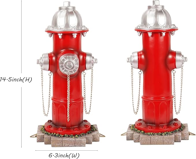 Fake Fire Hydrant for Dogs to Peed on, Dog Fire Hydrant Pee Post, 14.5" Backyard Decor Outdoor Statues Firefighter Gifts for Men (with Base Design)