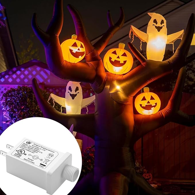 Replacement Yard Inflatable Adapter Power Supply Adaptor - 12V 1.0A 2Pcs - Inflatable Plug Replacement Class 2 Power Supply - White - for Christmas Tree Light/Thanksgiving Yard Blow Up Decorations