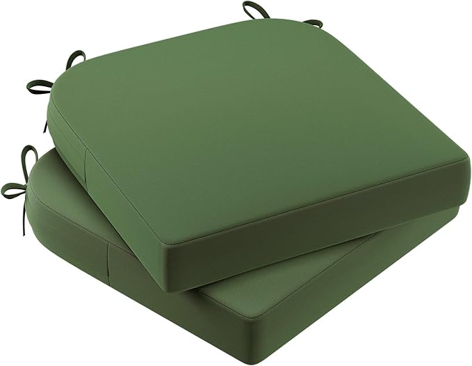 AAAAAcessories Outdoor Seat Cushions for Chairs, Waterproof, Fade-Resistant Patio Furniture Replacement Cushions, 17" x 16" x 2", Set of 2, Dark Moss