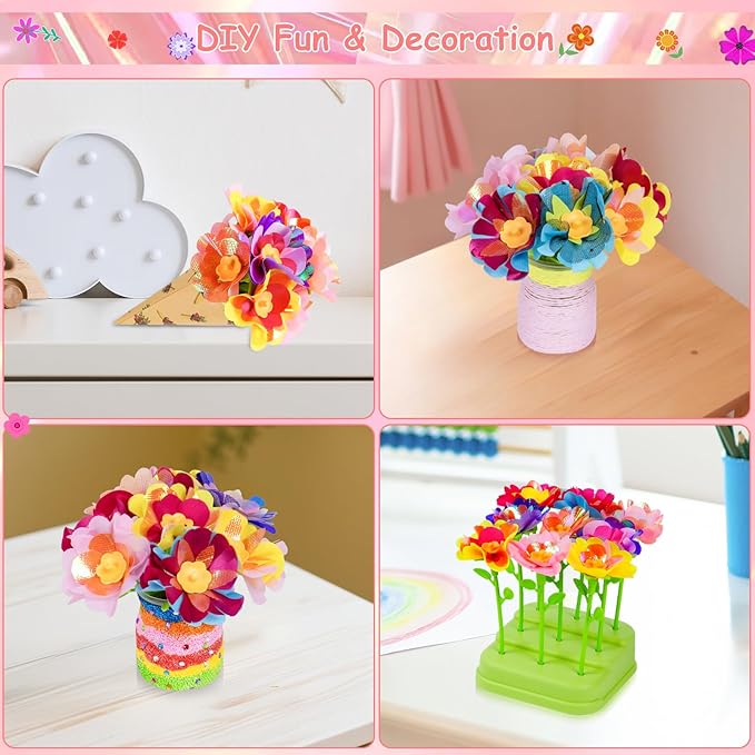 Tubkam DIY Flower Bouquet Accessories, Fabric Bouquet, Replacement Flower Craft Parts, Arts and Crafts Toy Accessories for Girls 4+ Year Old