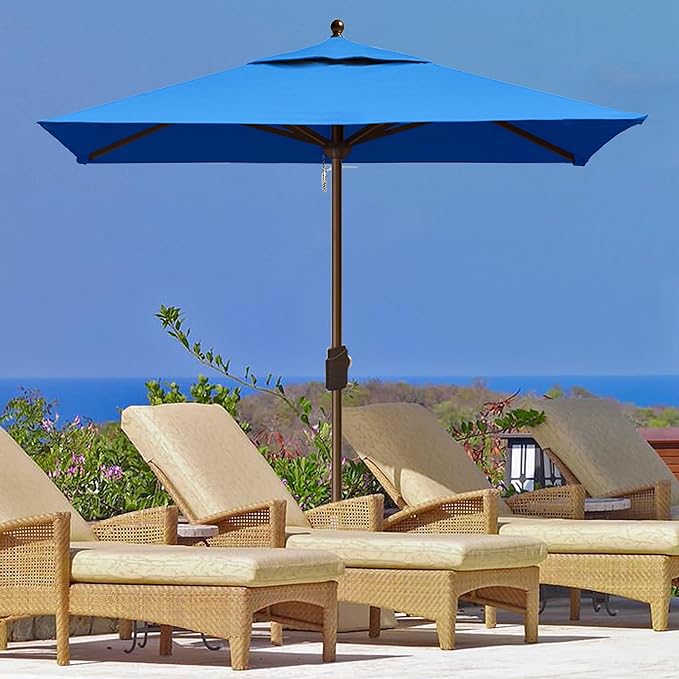 EliteShade USA 10-Year-Non-Fading 6x6Ft Square Market Umbrella Patio Outdoor Table Umbrella with Ventilation, Royal Blue