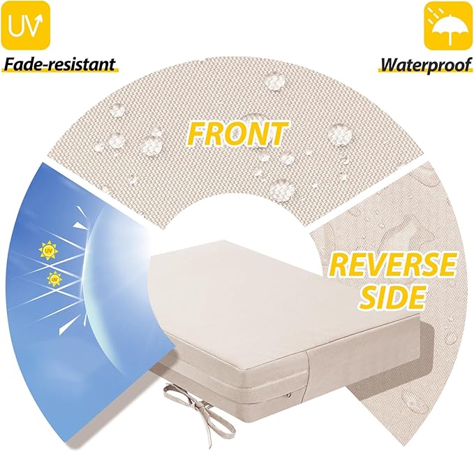 AAAAAcessories Outdoor Seat Cushions for Chairs, Waterproof, Fade-Resistant Patio Furniture Replacement Cushions, 18.5" x 16" x 3", Set of 2, Khaki Beige