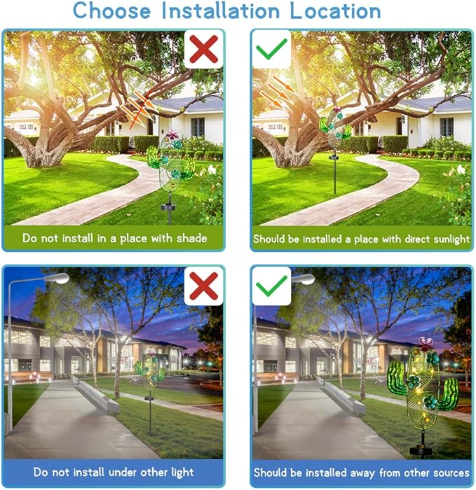 dreamysoul Solar Garden Lights, Outdoor Solar Cactus Lights Stake Waterproof for Garden Patio Yard Pathway Decoration