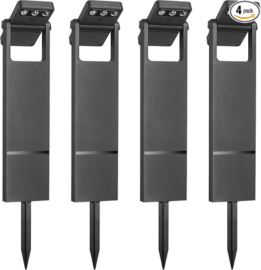 4 Pack Bright Garden Lights Solar Powered, 3 Color Temperature LED Solar Lights Outdoor, 360 Degree Adjustable, IP65 Landscape & Patio Lighting for Yard Decor, YL4079-4