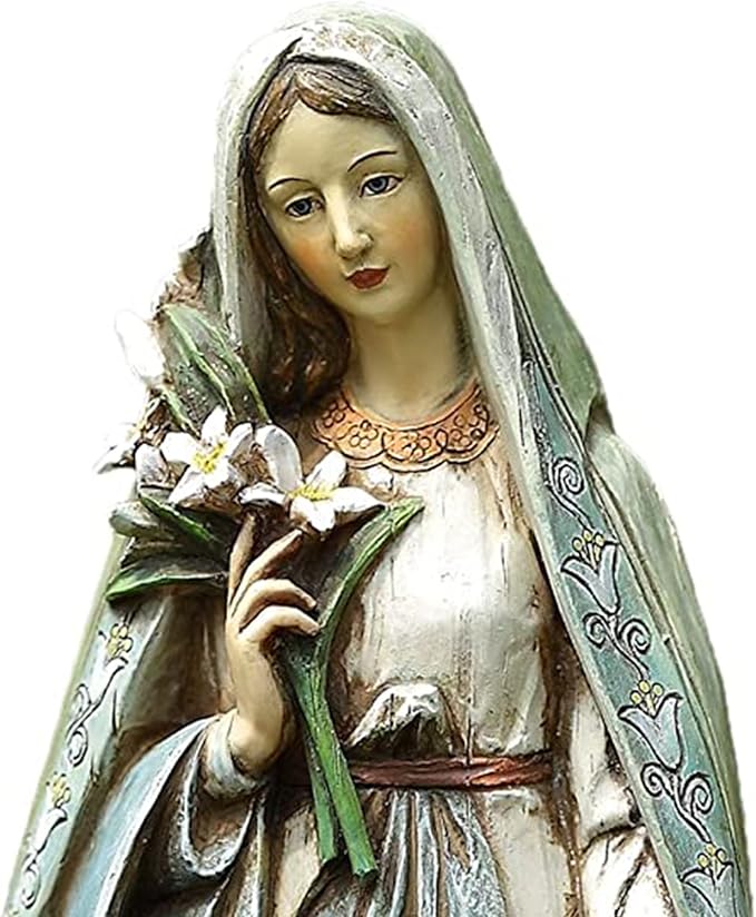 Blessed Virgin Mary Mother Madonna Lilies Garden Statue