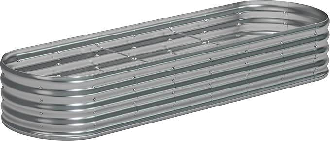 9x3x1.3 Oval Galvanized Raised Garden Bed,Outdoor Planter Box Metal Patio Kit Planting Bed for Vegetables Flowers and Succulents