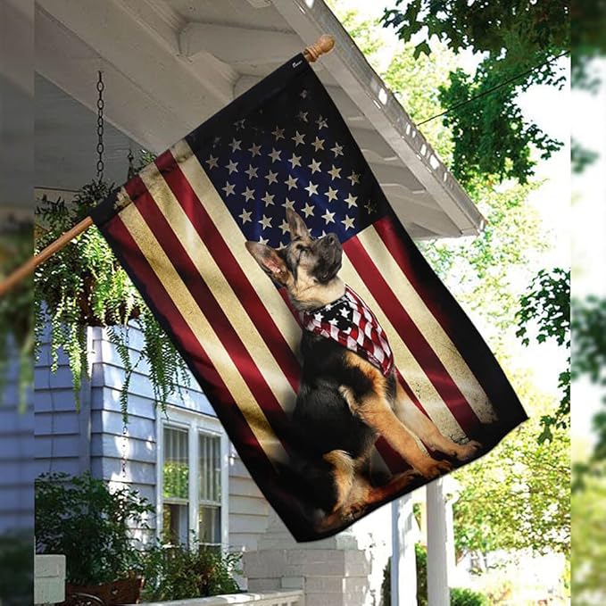 FLAGWIX German Shepherd Dogs Double Sided Flag - Patriot American Dog Flags - Decorations For Home, Outside, Patriotic House Flag 30x40 Heavy Duty Canvas, Decorative Indoor Outdoor Flag