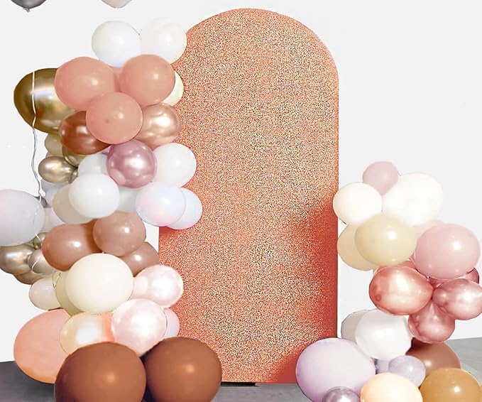 Two-Sided Glitter Arch, Rose Gold Chiara Backdrop, Shimmer Stand Cover for Birthday Wedding Party Decor