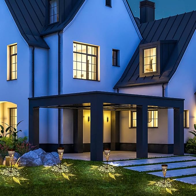 DIBIEECN 2 Pack Hummingbird Solar Pathway Lights Outdoor,Metal Garden Decorations Outdoor Lights with Patterns and Warm Light,Waterproof Landscape Lighting for Path Patio Backyard Walkway Yard