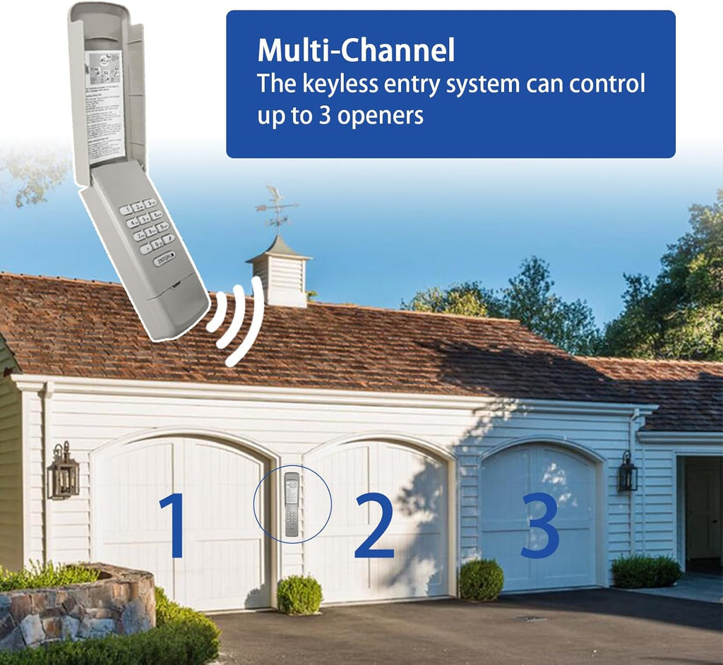 Garage Door Opener Keypad Compatible with Liftmaster Chamberlain Craftsman Garage Door Opener Universal Keypad Wireless Keyless Entry Outside Remote with 315/390 MHZ Learn Button Since 1993