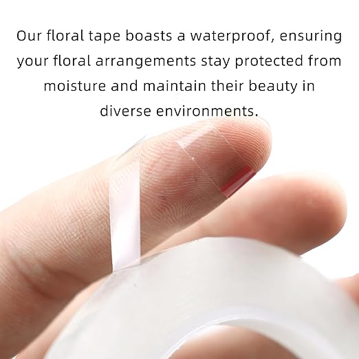 2 PCS Clear Floral Tape, 1/4" Flower Stem Wrap Tapes, Waterproof Florist Tape - Multipurpose Adhesive Florist Tapes for Binding Fresh, Flower Bouquets and Floral Craft (216Ft/72Yd/Roll)