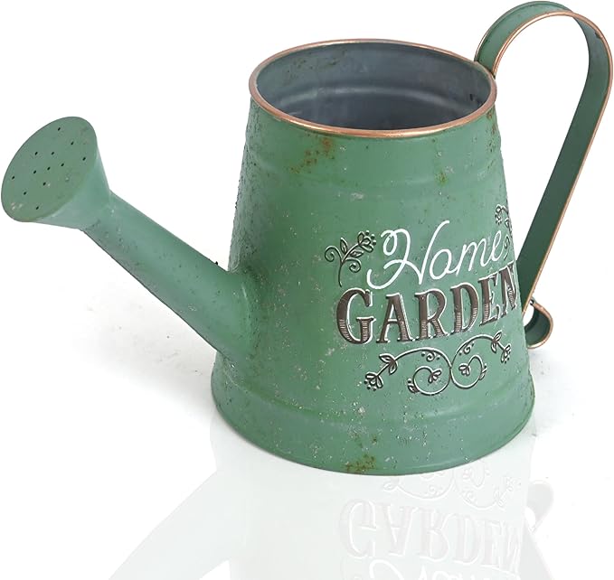 Cute Small Watering Can Indoor Plants Garden Metal Decorative Watering Cans for Outdoor Plants Bonsai Outdoor Garden Flower Decorative (Green, 1.5L, 50.7 Oz)