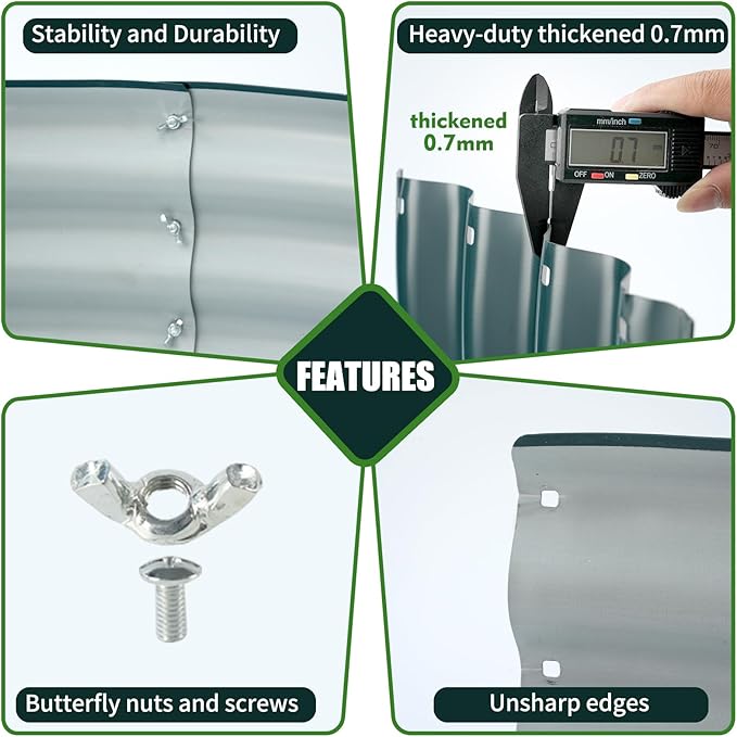 Galvanized Raised Garden Bed for Gardening - 3x3x1ft Round Thickened Metal Planter Box Outdoor for Vegetables, Flowers,Herbs,Above Ground Garden Containers Green