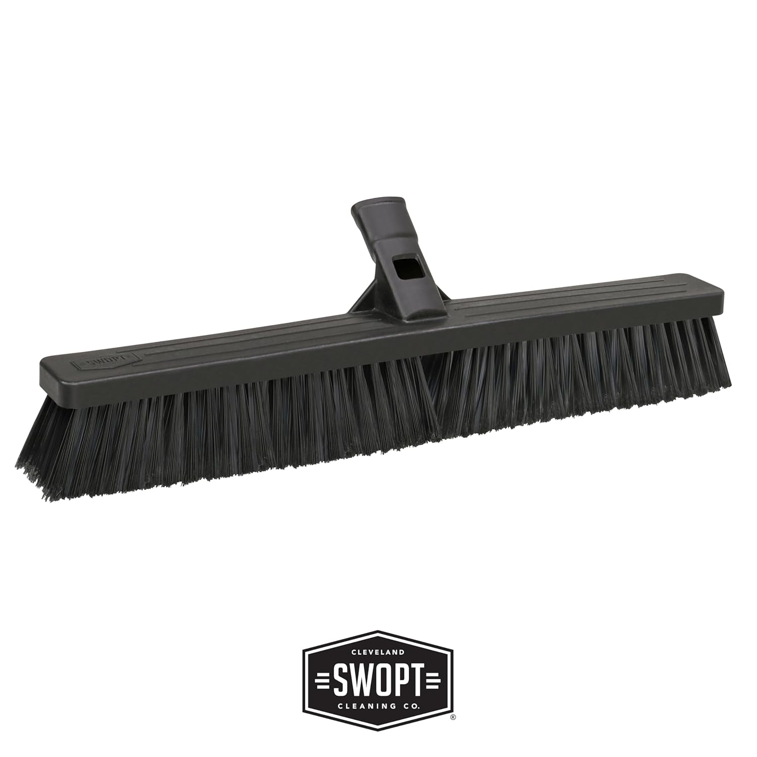 SWOPT 24” Push Broom, Angle Broom + 48” and 60" Steel Handles, Standard Combo — Cleaning Heads with Long Handles Interchangeable with All SWOPT Cleaning Products — Indoor/Outdoor, Black
