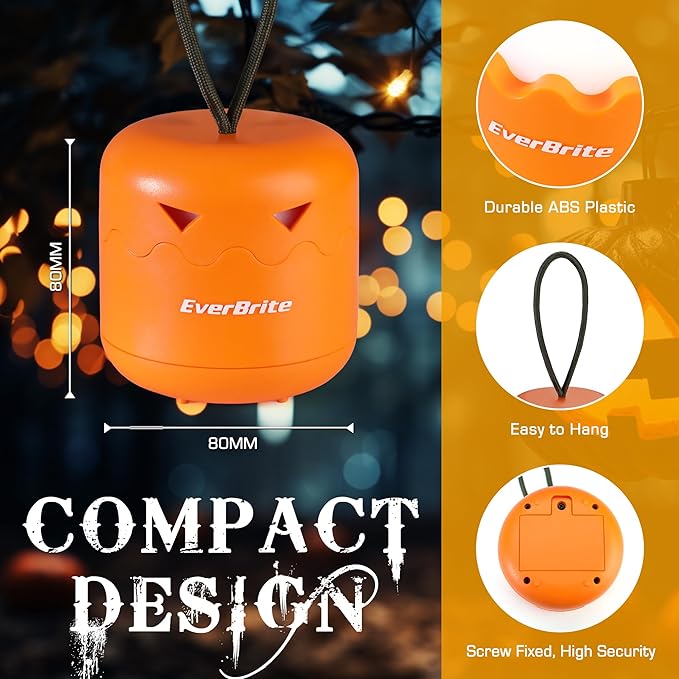 EverBrite 3-Pack Halloween Pumpkin Lantern, Collapsible Jack O Lantern Pumpkins with Lanyard, Halloween Party Favors for Kids, Light up Pumpkin Outdoor for Halloween Party Decoration, Battery Included