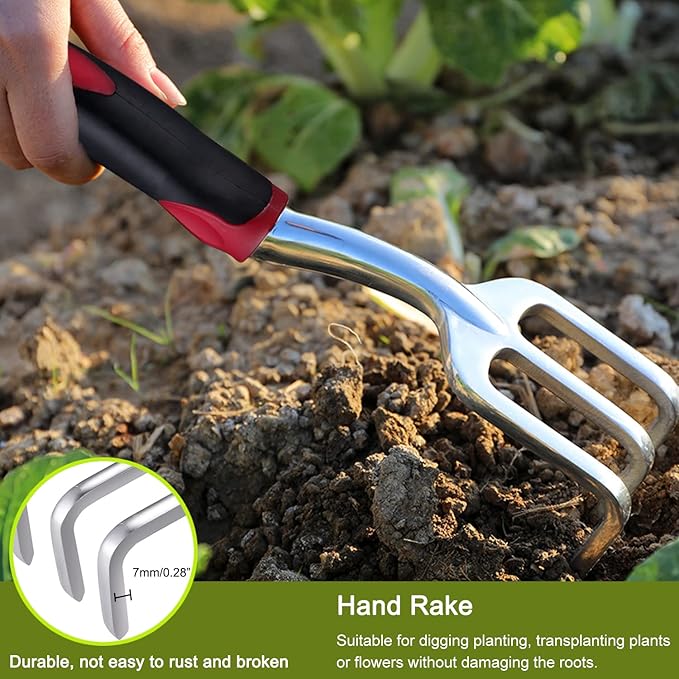 FANHAO Garden Tool Set, 3 Piece Heavy Duty Garden Trowels Cast-Aluminum Garden Hand Shovels with Non-Slip Rubber Grip, Idea for Transplanting, Weeding, Digging and Planting