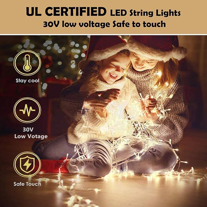 Decute 800 LED 272FT Christmas String Lights - 8 Modes with Timer Function, Waterproof Fairy Lights for Christmas Tree, Party, Wedding, Yard, Garden, Indoor/Outdoor Decorations, Warm White