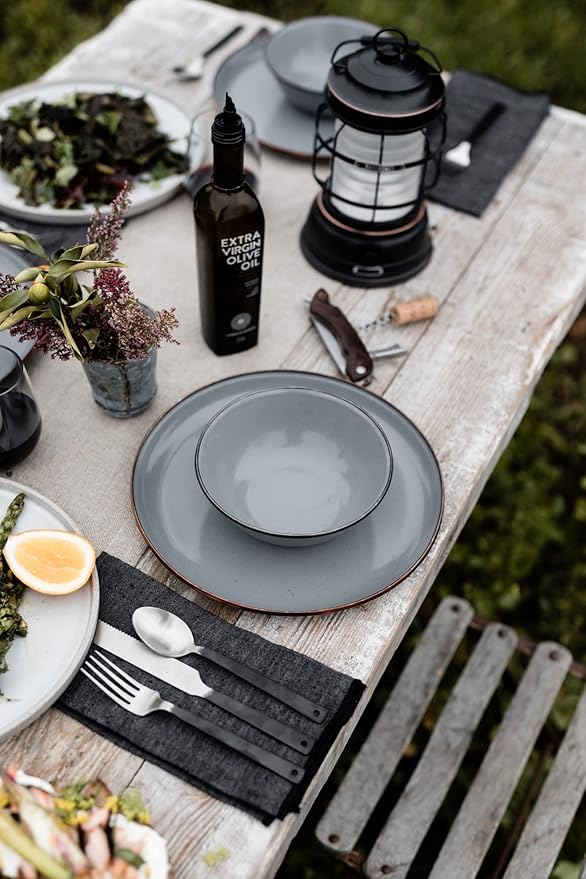 Barebones Flatware Silverware Set - Formal Polished Camping Utensils - Stainless Steel Cutlery Set of 6 - Camping Utensil Set with Forks, Knives, and Spoons (Silver)