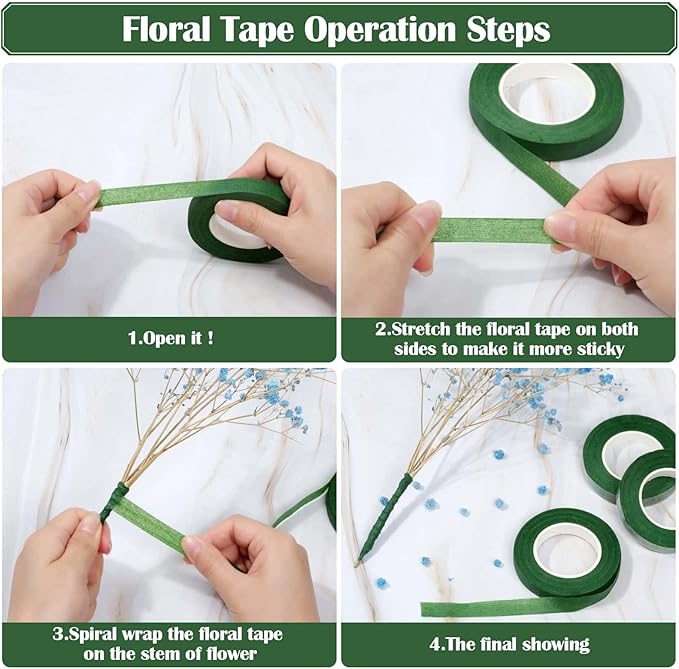 PAXCOO Floral Arrangement Kit with Green Tape and Wire, Boutonniere Flower pin, Wire Cutter for Wreath Making Supplies