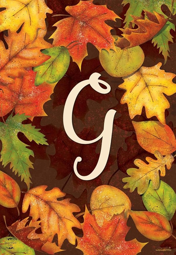 Briarwood Lane Fall Leaves Monogram Letter G Garden Flag
