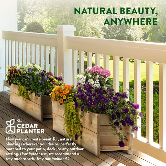 Greenes Fence Cedar Wood Planter Box, 21" x 11" x 7" - Made in USA with North American Cedar