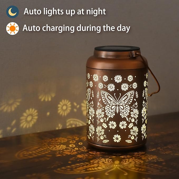 Butterfly Solar Lanterns Outdoor Waterproof - Hanging Butterflies Solar Lights Garden Decor for Outside, Birthday Gifts for Women, Mom, Mothers Day Gifts, Outdoor Decor for Patio, Yard