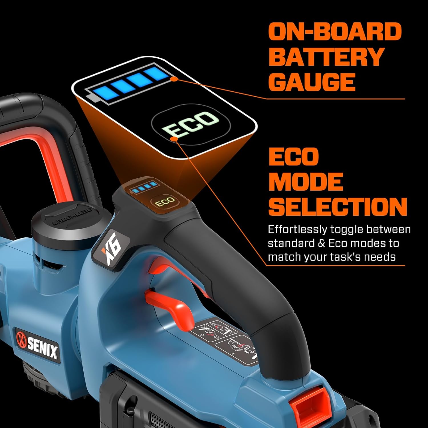 SENIX X6 60V Max* Battery Powered 26" Cordless Hedge Trimmer with Brushless Motor, Double-Sided Dual Action Blades, 1-1/4" Cutting Capacity, 3.0 Ah Lithium-ion Battery & Charger Included (HTX6-M1)