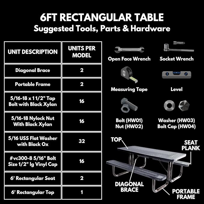 Coated Outdoor Furniture Heavy-Duty Portable Outdoor Picnic Table, Thermoplastic Coated Expanded Metal Commercial-Grade Patio Dining Furniture Made in America (6ft Rectangular, Burgundy)