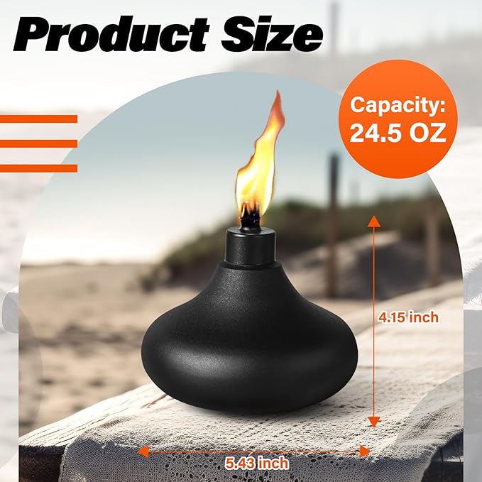 8 Pack Metal Table Top Torches, 24.5oz Citronella Torches for Outside, Refillable Flame Light Torch, Decorative Tabletop Lantern for Yard, Patio, Deck, Garden, Party, Landscape