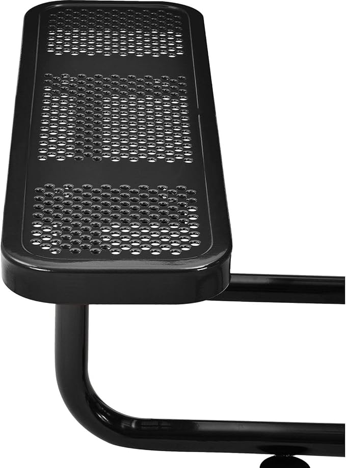 Global Industrial 46" Square Perforated Metal Outdoor Picnic Table, 81" W x 81" D Overall, Black