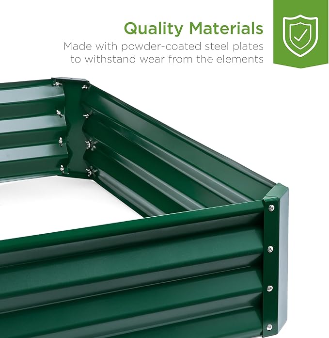 Best Choice Products 6x3x1ft Outdoor Metal Raised Garden Bed Box Vegetable Planter for Vegetables, Flowers, Herbs, and Succulents - Dark Green