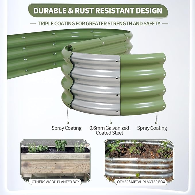 Galvanized Raised Garden Bed Outdoor- 2 Pcs Raised Beds for Gardening| Metal Planter Box, Steel Raised Garden Bed Kit with Gloves for Vegetables, Flower, Herbs (4x2x1FT, Green)