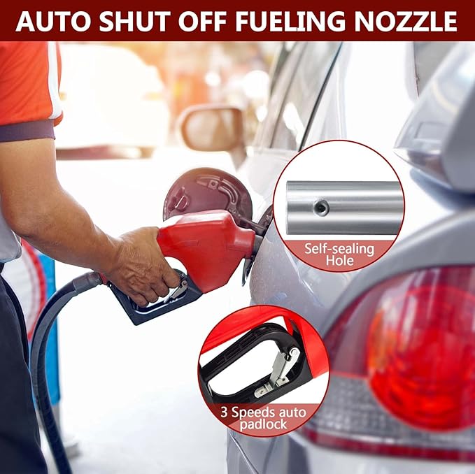 Fuel Hose Reel with Fueling Nozzle, 3/4" x 50FT Retractable Diesel Hose Reel, 300 PSI Industrial Heavy Duty Auto Swivel Rewind Hose Holder Reels, for Vehicle Tank Truck Trailer Ship