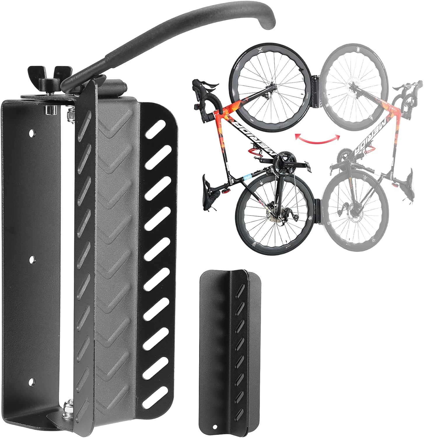 All Metal Bike Wall Mount Vertical, Swivel Bike Hangers For Garage, Bike Rack Garage Wall, Bicycle Hooks, Garden Indoor Outdoor Storage, All Metal (1Pack)