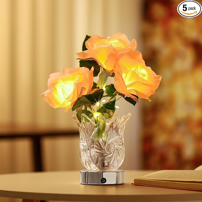 Sunflower LED Lamp for Womens Gifts, for Womens Mom Wife Friends Her Christmas Anniversary Birthday Gifts, Perfect Ideal for Bedroom Ambiance Charming Gifts (Champagne)