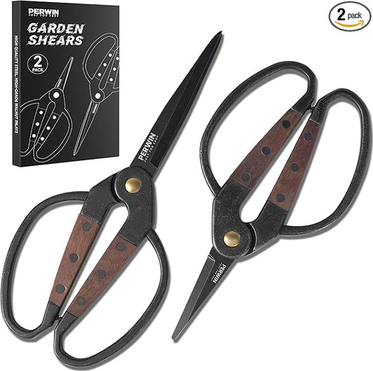 Garden Flower Bonsai Scissors,Walnut Wide Handles Pruning Gardening Scissors Floral Shears for Gardening,Succulent Harvest, and Precision Plant Trimming Care