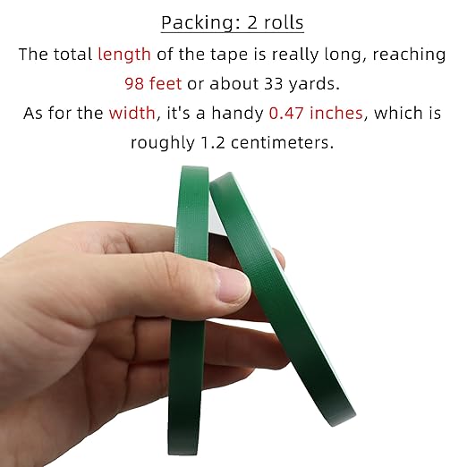 2 PCS Green Floral Tape, 0.5" Flower Stem Wrap Tapes, Waterproof Florist Tape - Multipurpose Adhesive Florist Tapes for Binding Fresh, Flower Bouquets and Floral Craft (98Ft/33Yd/Roll)