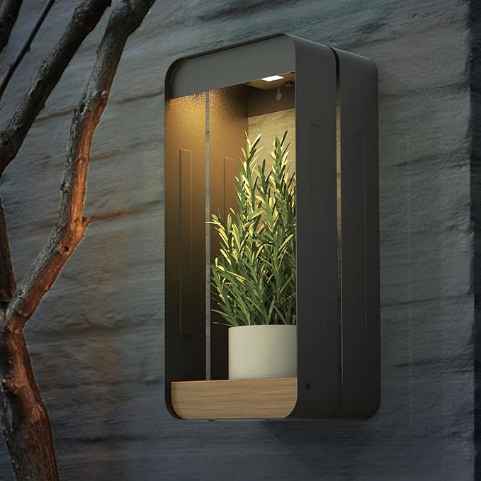 Grand patio Outdoor LED Solar Power Wall Sconce Shelf Planter, Waterproof Decor Wall Lamp Light for Porch, Patio. Solar Energy, Black(L-Rectangle)