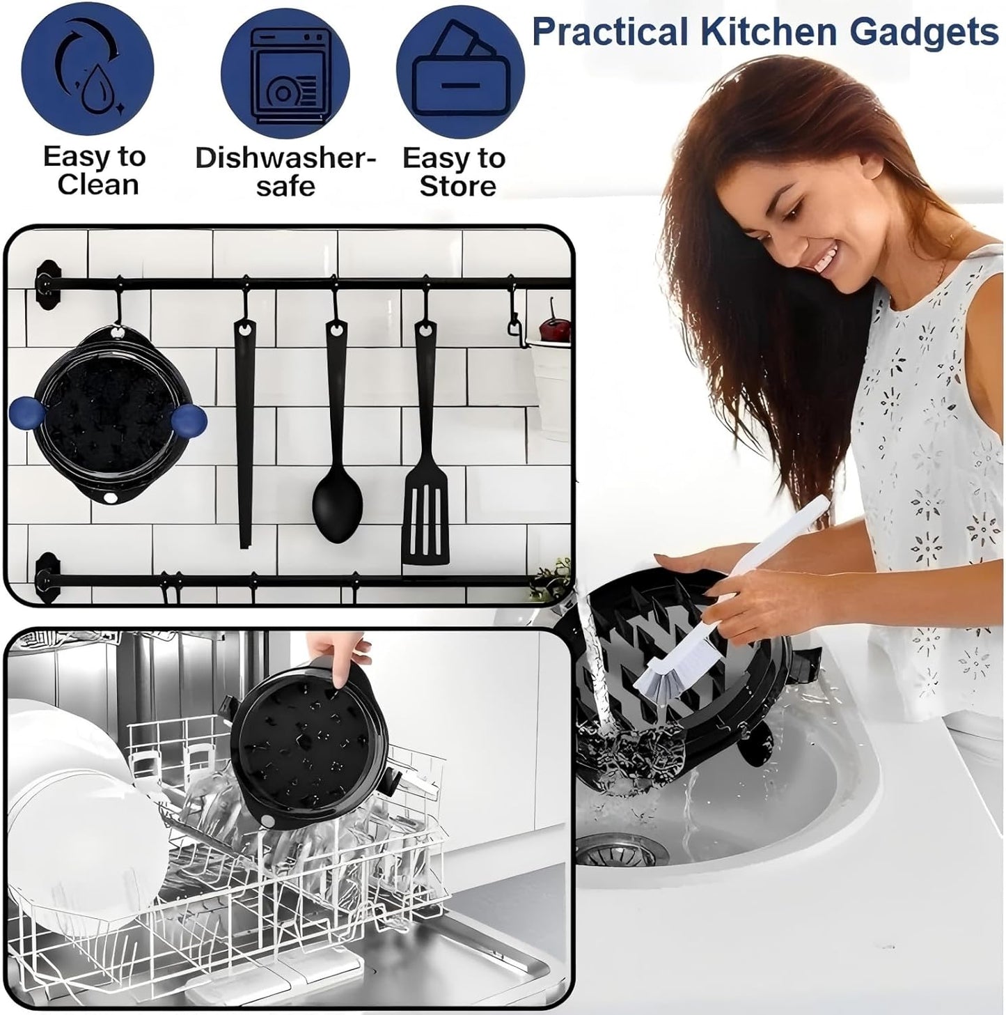 Chicken Shredder Meat Shredder Tool Twist Chicken Breast Shredder Large-Shredding Tools Chicken Breast, Pulled Pork, Beef with Stainless Steel Spikes (Blue&Black)