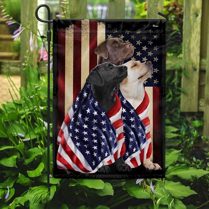 FLAGWIX Three Labrador Retriever Flag - Outdoor Labrador Decorations, Garden Flag (11.5" x 17.5"), Heavy-duty Canvas Labrador Flag Double Sided Garden Décor