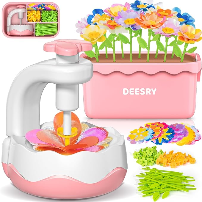 Deesry Craft Kits for Kids Ages 4-8, DIY Arts and Christmas Crafts for Kids, Fabric Flower Bouquets Toys with Storable Box, Flower Making Toy, Birthday Gifts for 4 5 6 7 8 Years Toddler Girl Toys