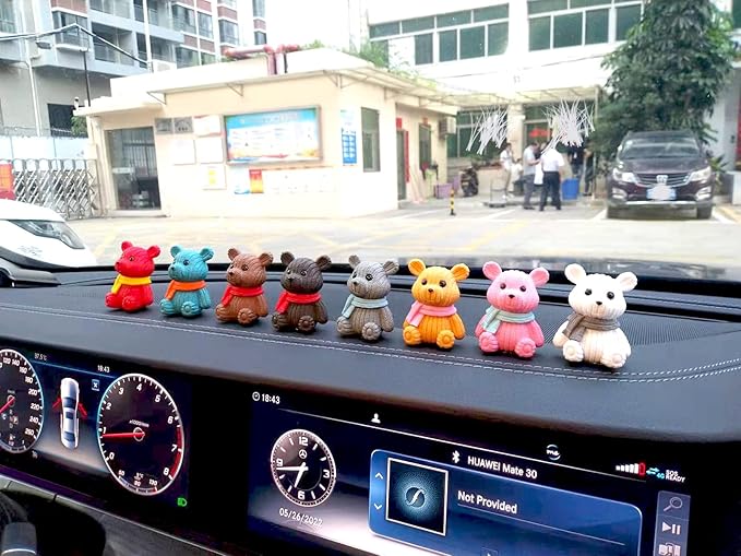 8Pcs Mini Resin Teddy Bear Figurines Cute Scarf Bears Desktop Ornaments Car Interior Decoration Garden FigurinesTiny Bear Statues Animals Sculpture Micro Landscape