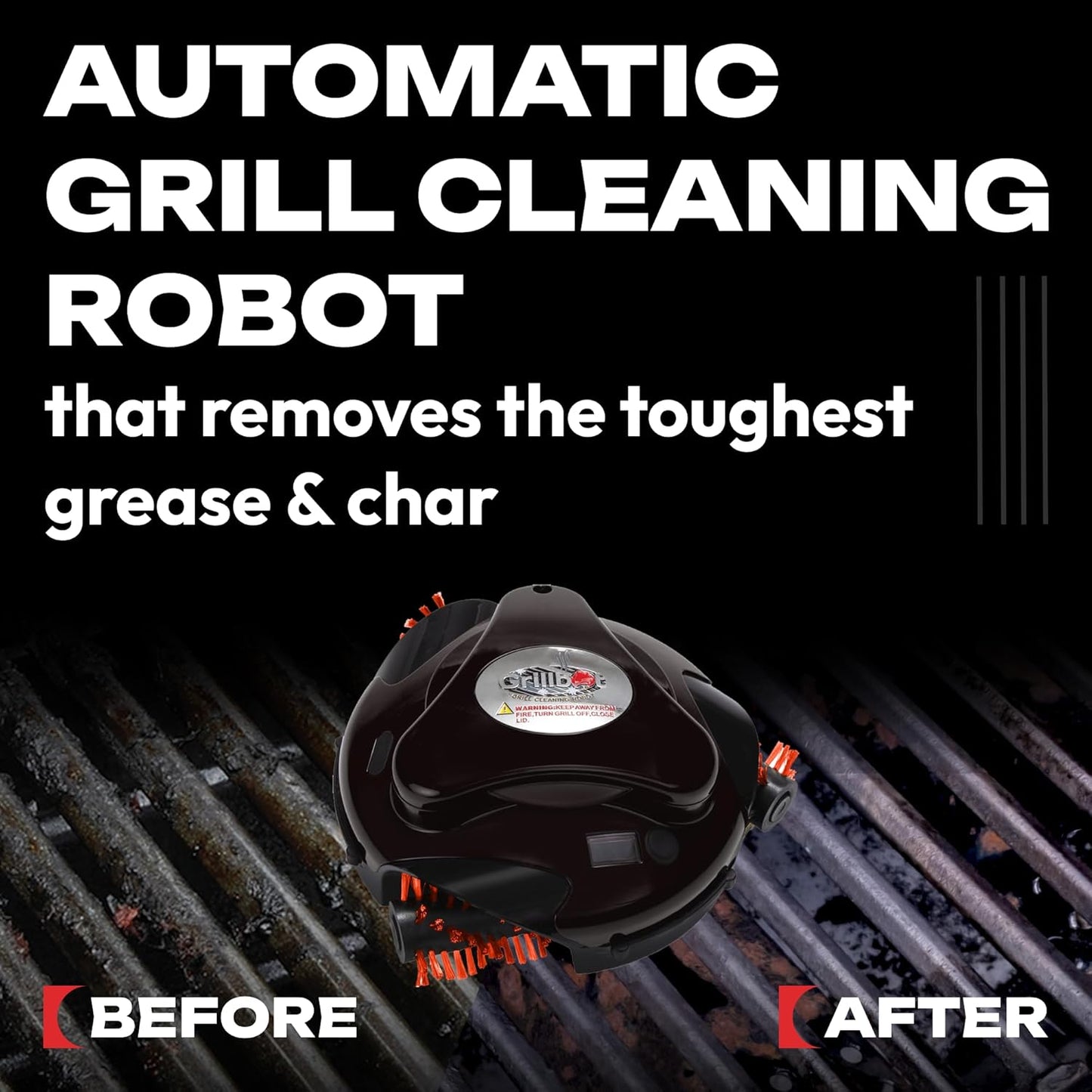 Grillbot Automatic Grill Cleaning Robot with Nylon Brushes, BBQ Grill Cleaner, Grill Brush, Grill Scraper, BBQ Accessories (Black Grillbot + Carry Case)